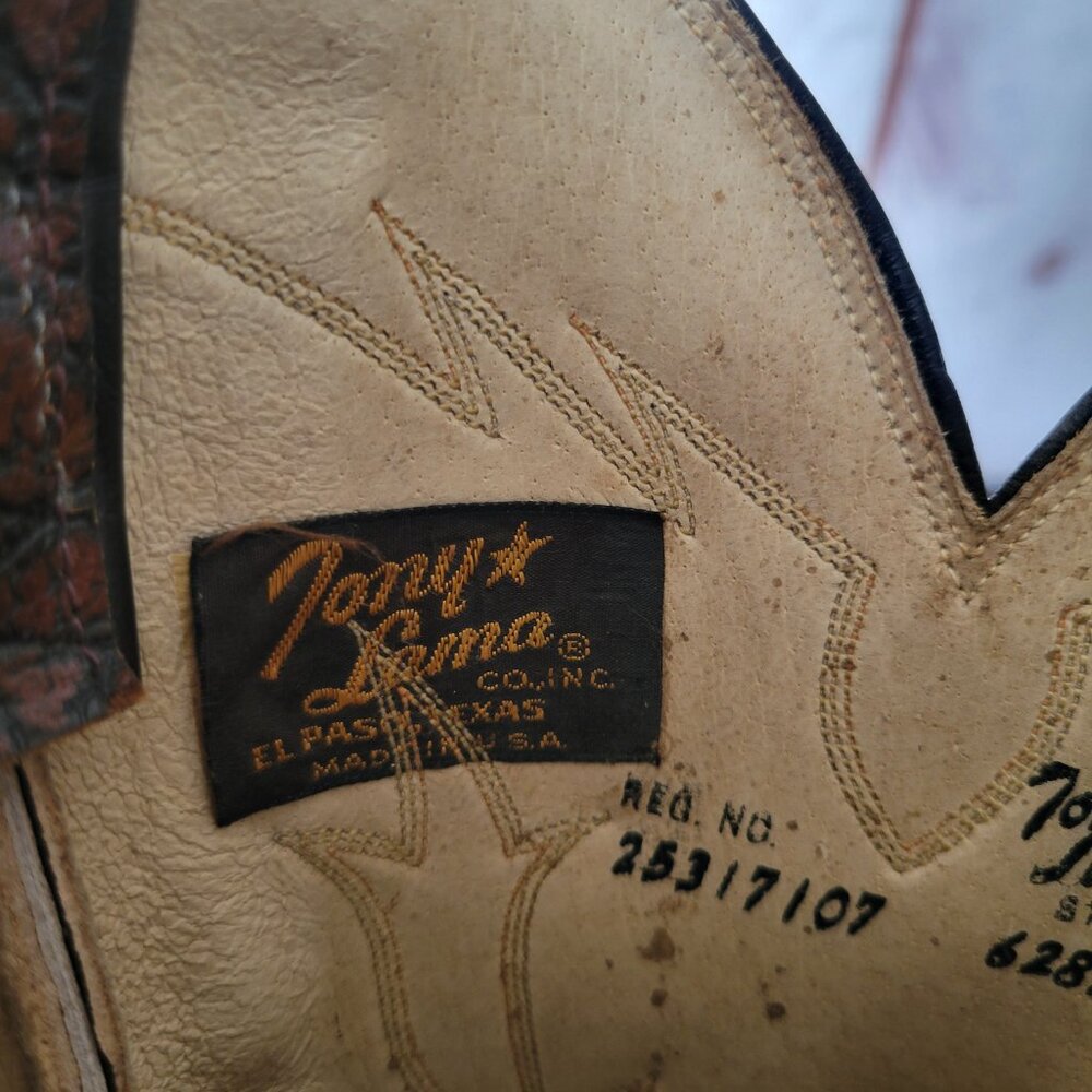 Vintage Tony Lama 6283 Brown Caribou Western Cowboy Boots. Men’s 10 R, El Paso, - Picture 8 of 12